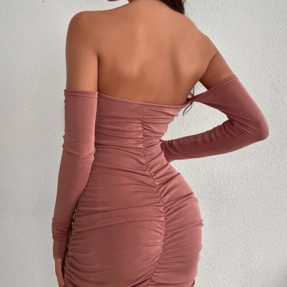 NEW! Off the Shoulder, Long Sleeve, Ruched, Bodycon Dress